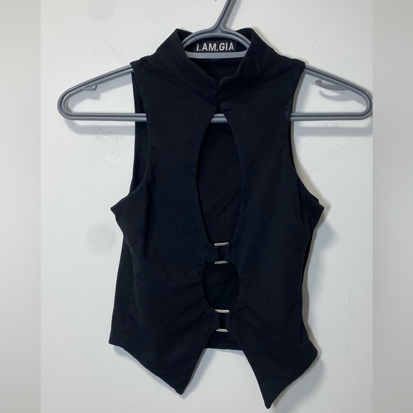 I.AM.GIA Black Cut-Out High Neck Cropped Top XS - Picture 2 of 7